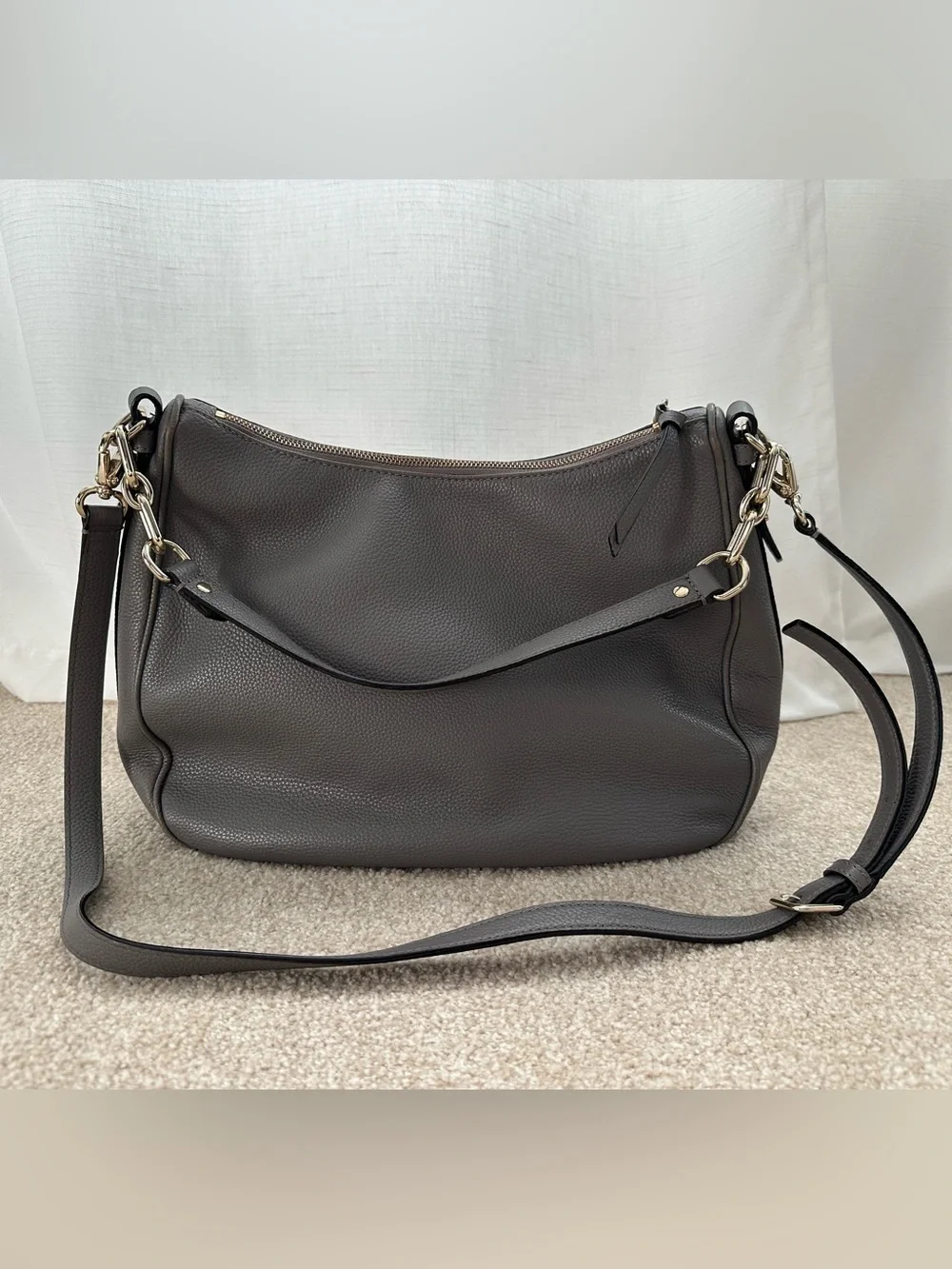 kate spade Pebbled Leather Hobo Bag in Dark Grey